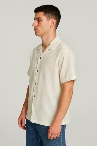 Pegadoor Branded Casual Half Sleeves Shirt Off White Color MCS-04
