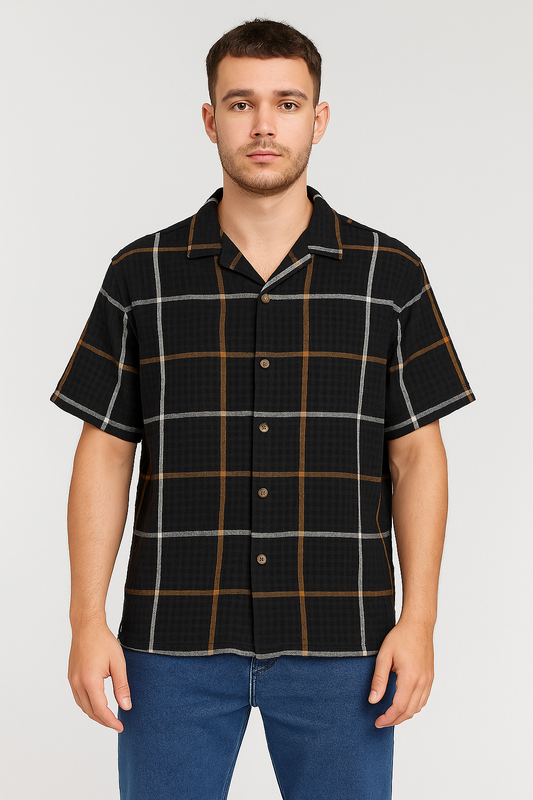 Pegadoor Branded Casual Half Sleeves Shirt Black Color MCS-05