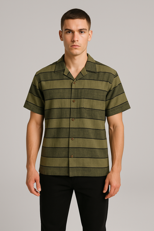 Pegadoor Branded Casual Half Sleeves Shirt Green Color MCS-07