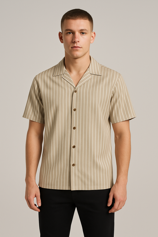 Pegadoor Branded Casual Half Sleeves Shirt Light Brown Color MCS-08