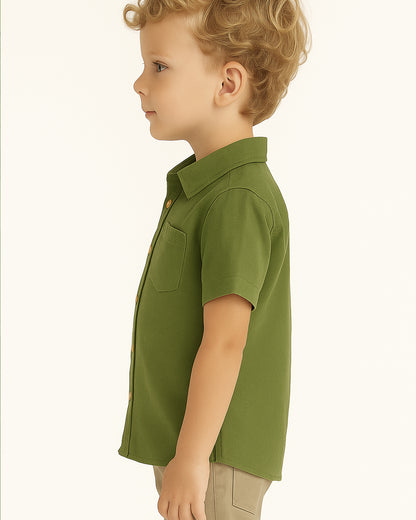 TILTY Branded Boy's Green Color Shirt Half Sleeves BS-09