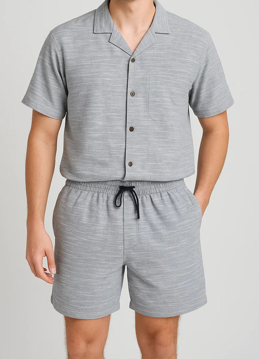 ZARRAA Branded Men's Textured Co-ord Set Grey Color MCS-06