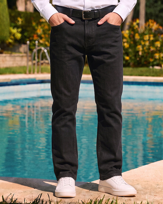 Zelig Branded Men’s Premium Slim-Fit Denim Jeans - Black MJ-22