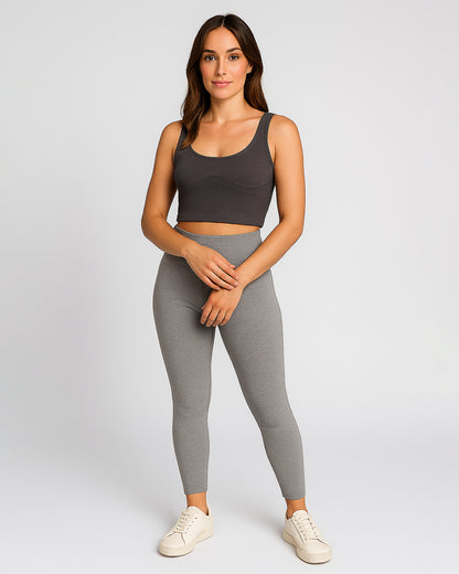 BOOH Branded Women’s Contour Seam Cropped Tank Top– Charcoal WTT-01