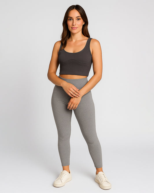 BOOH Branded Women’s Contour Seam Cropped Tank Top– Charcoal WTT-01