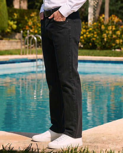 Zelig Branded Men’s Premium Slim-Fit Denim Jeans - Black MJ-22