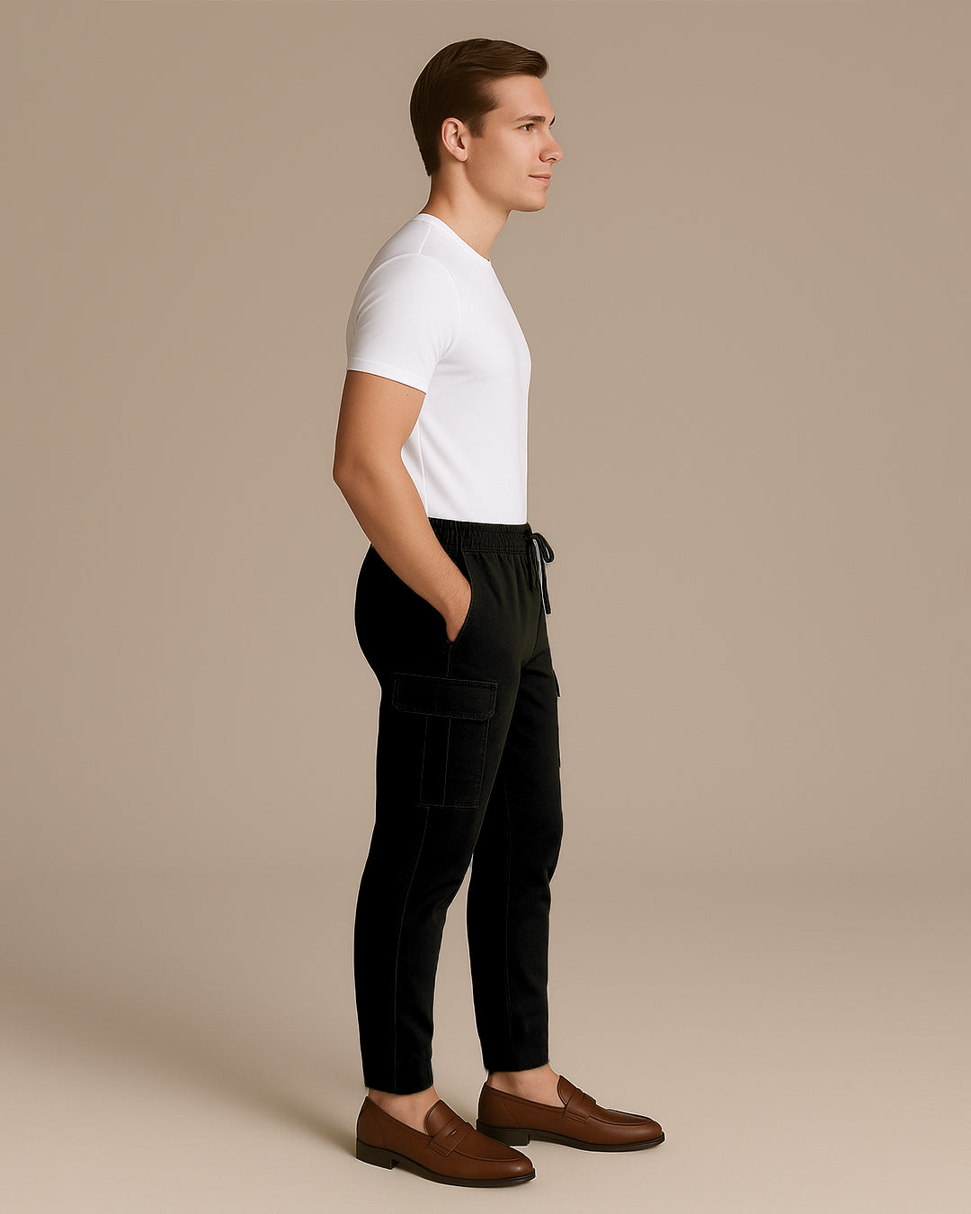 KIiabie Branded Men’s Premium Cargo Joggers – Black CFP-48