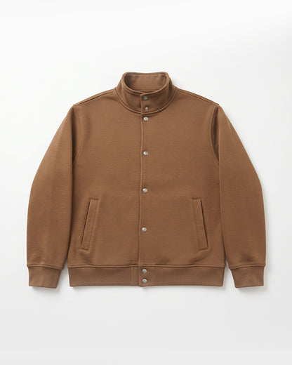 Kennath Col Branded Men's Minimalist Stand-Collar Snap-Button Fleece Jacket - Brown Sp-43