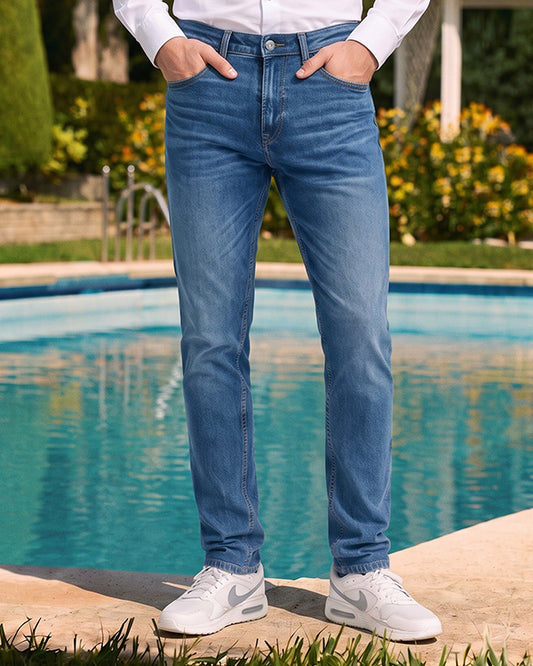 Men’s Branded Classic Blue Slim-Fit Denim Jeans MJ-23