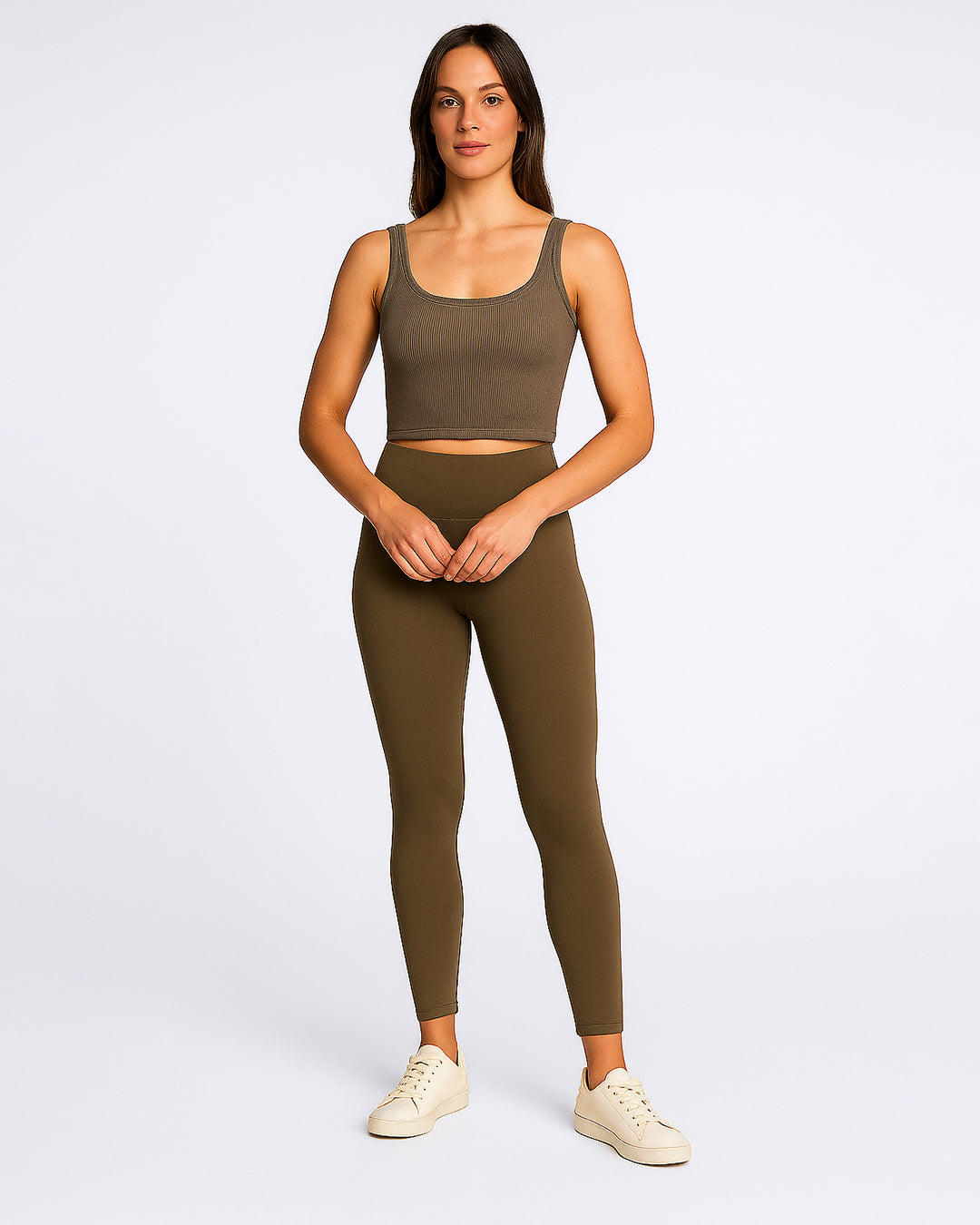 BOOH Branded Women’s Soft Ribbed Basic Crop Top– Brown WTT-04