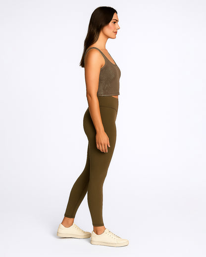 BOOH Branded Women’s Soft Ribbed Basic Crop Top– Brown WTT-04