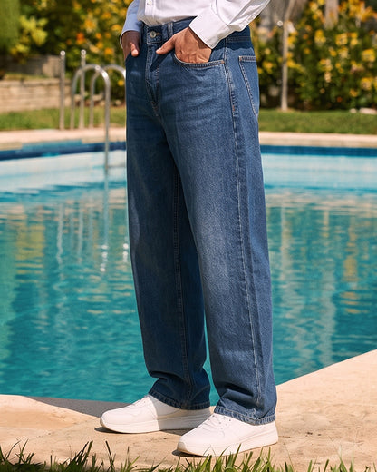 Zelig Branded Baggy Jeans- Blue MJ-24