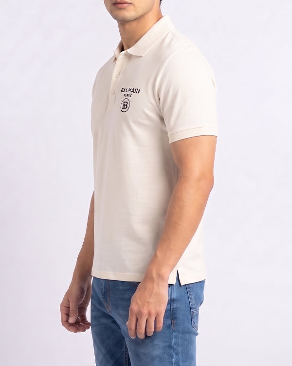 Balmen Pars Branded Polo T-shirt White Color Mpt-40
