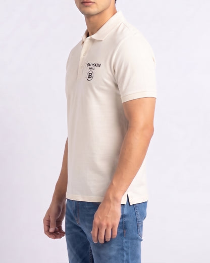 Balmen Pars Branded Polo T-shirt White Color Mpt-40