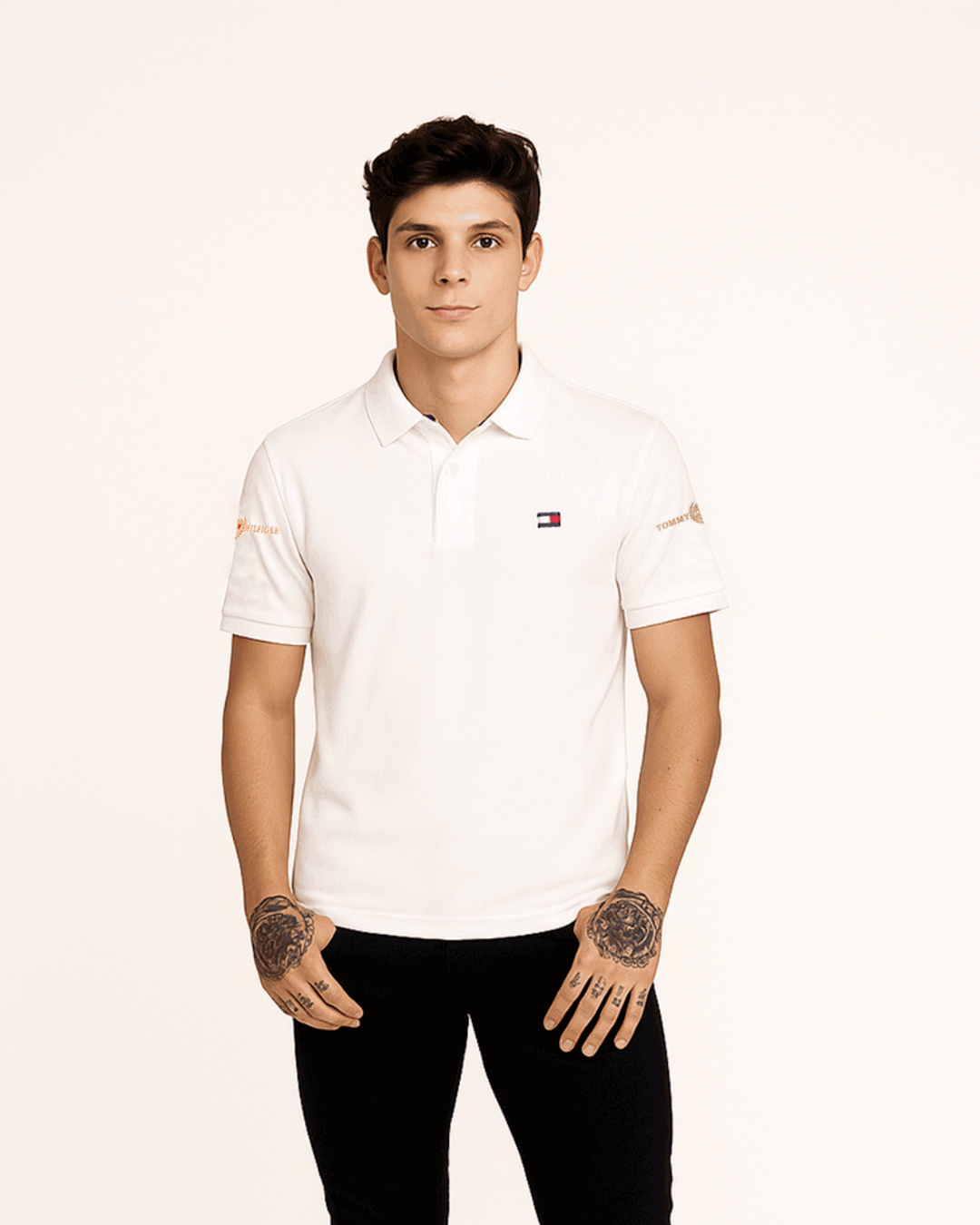 TOMIE Hil Branded Polo T-shirt White Color Mpt-36