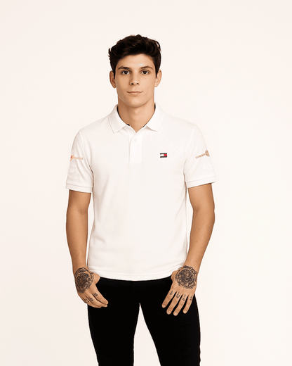 TOMIE Hil Branded Polo T-shirt White Color Mpt-36