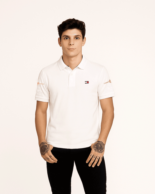 TOMIE Hil Branded Polo T-shirt White Color Mpt-36