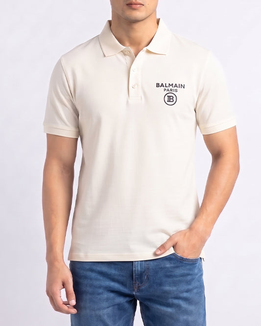 Balmen Pars Branded Polo T-shirt White Color Mpt-40