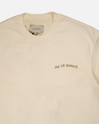 Pas Monaco Branded Men's Beige Drop Shoulder Tee MT-18