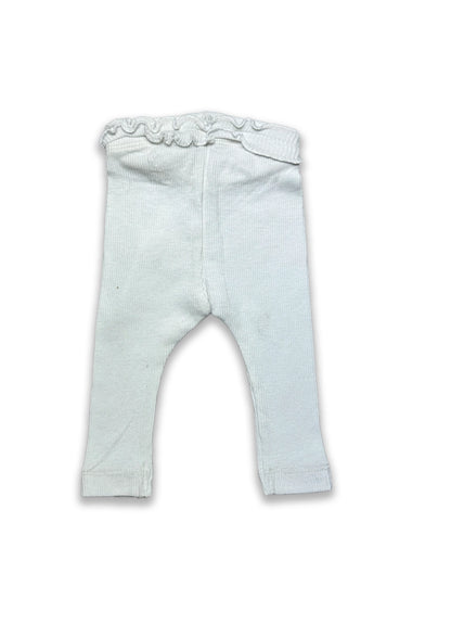Branded Girl's Off-White Ribbed Ruffle-Trim Tights GTD-19
