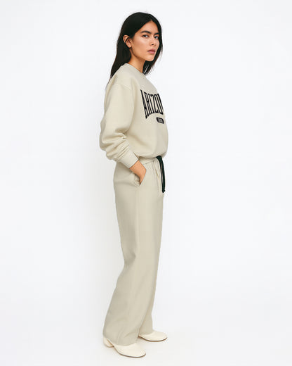 Teranovy Branded Women's Oversized Sweatshirt – Beige WSWT-03