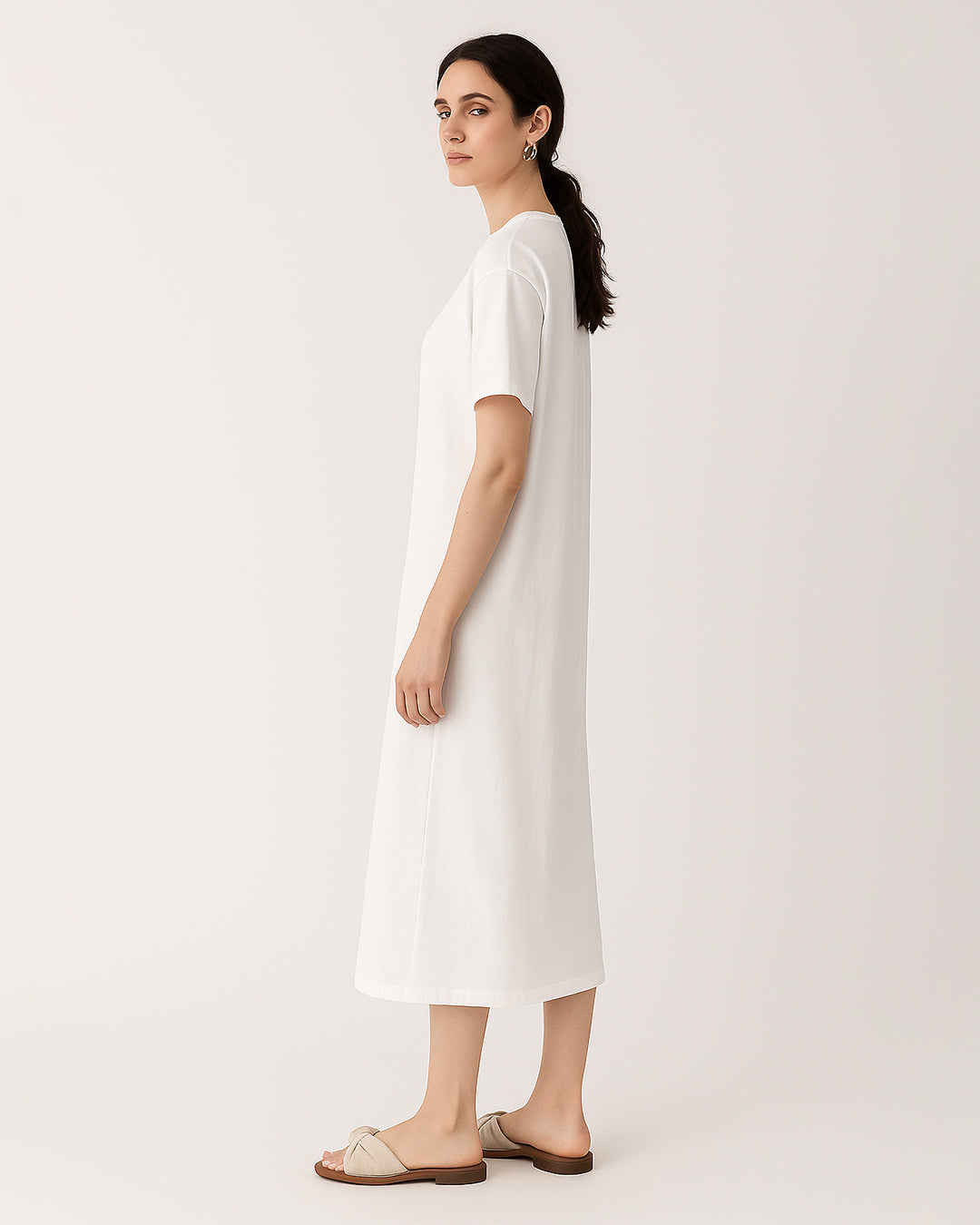 Misguidd Branded Women’s White Cotton T-Shirt Dress WT-03