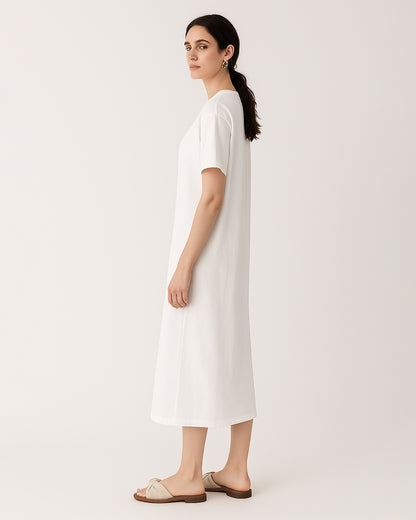 Misguidd Branded Women’s White Cotton T-Shirt Dress WT-03