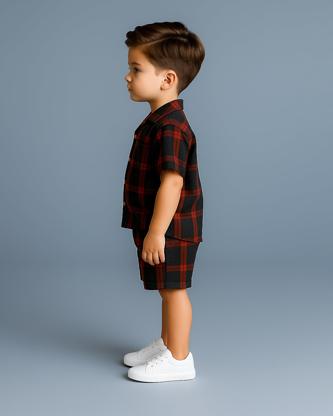 Spark Rust Black Checkered Co-ord Set for Boys BCS-02