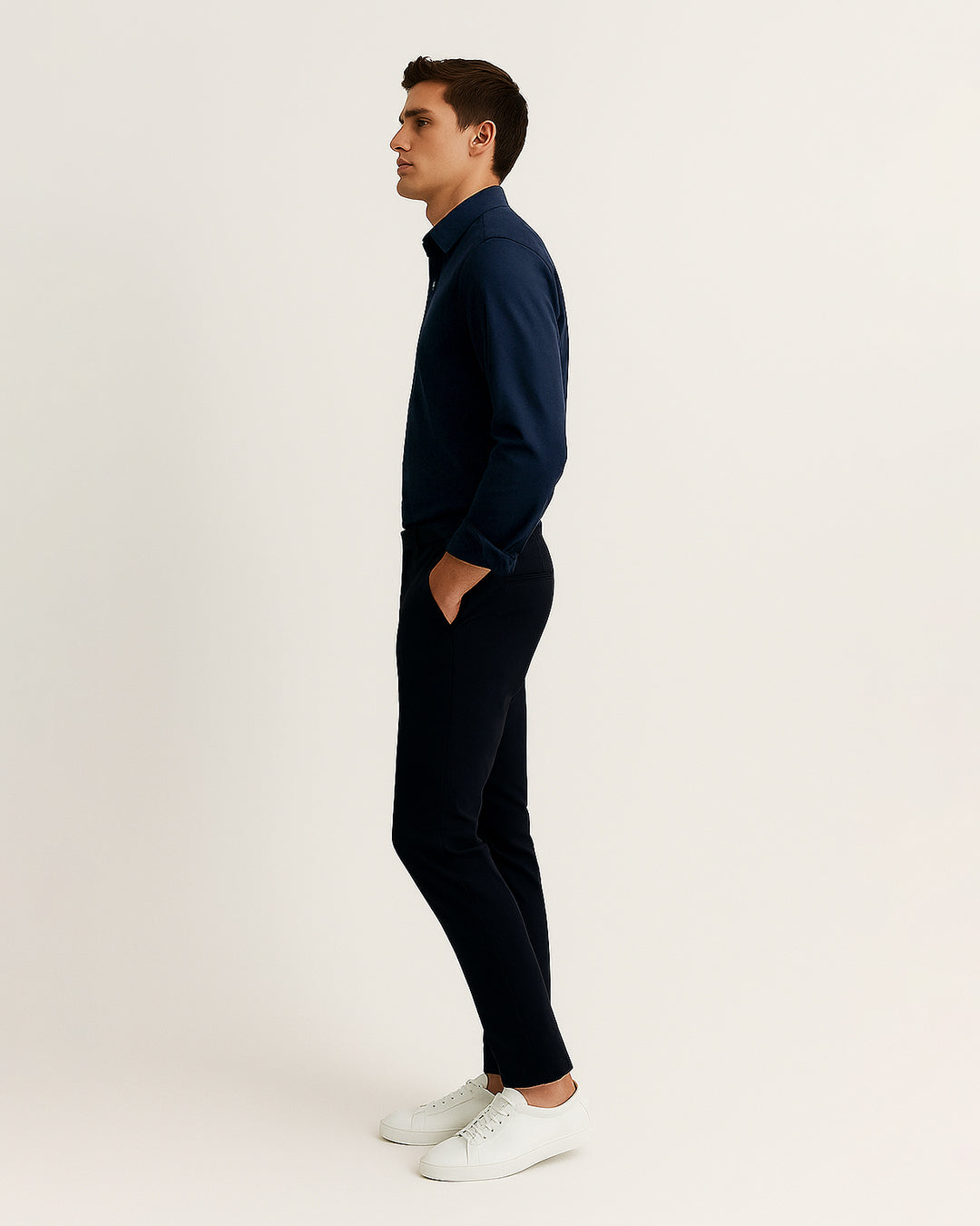 Michael Krs Branded Men’s Solid Navy Blue Formal Shirt MFS-21