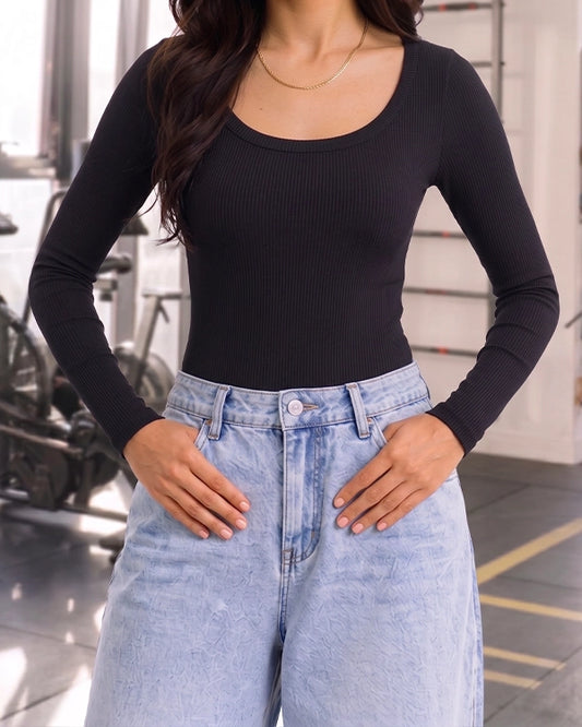 Misguidd Branded Women's Bodysuit Black Color Full Sleeves
