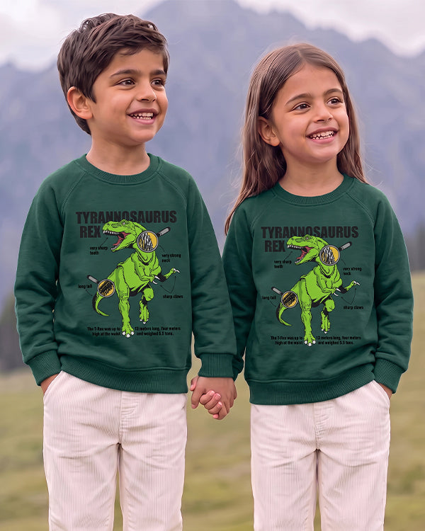 Branded Kids' Dinosaur Graphic Fleece Sweatshirt – Dark Green SP-52