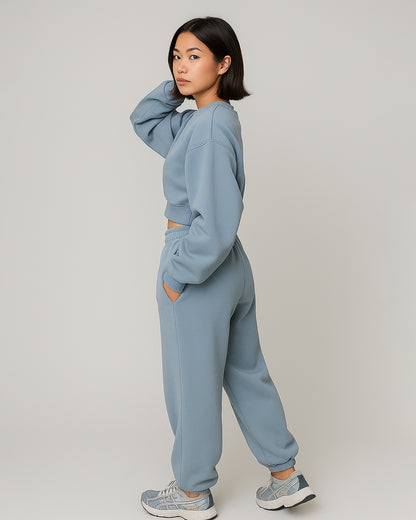 Alos Branded Essential Winter Fleece Co-Ord Set – Sky Blue (Premium Export) WCS-24