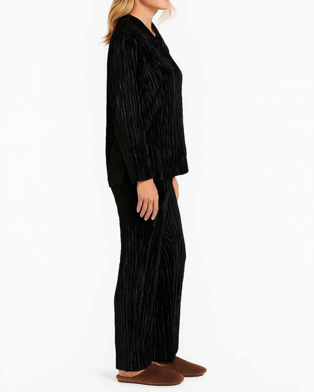 Caila Branded Women's Black Zipper & Wide-Leg Trouser Co-ord Set WCS-02