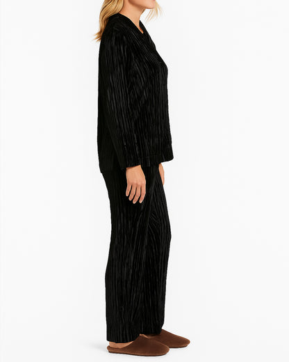 Caila Branded Women's Black Zipper & Wide-Leg Trouser Co-ord Set WCS-02