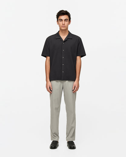 Spark Branded Charcoal Textured Cuban Collar Shirt MCS-18