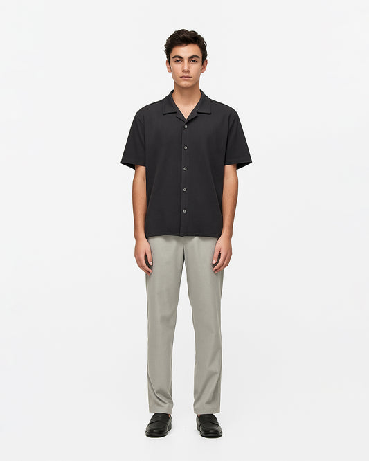 Spark Branded Charcoal Textured Cuban Collar Shirt MCS-18