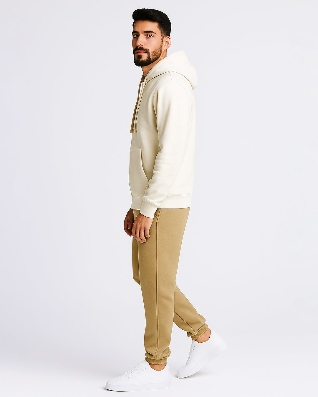 Adony Branded Men’s Essential Fleece Zip-Up Hoodie – White MZH-09