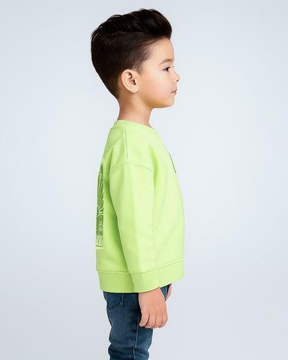 Scalp Branded Boy's Neon Green Color Sweatshirt BSWT-01