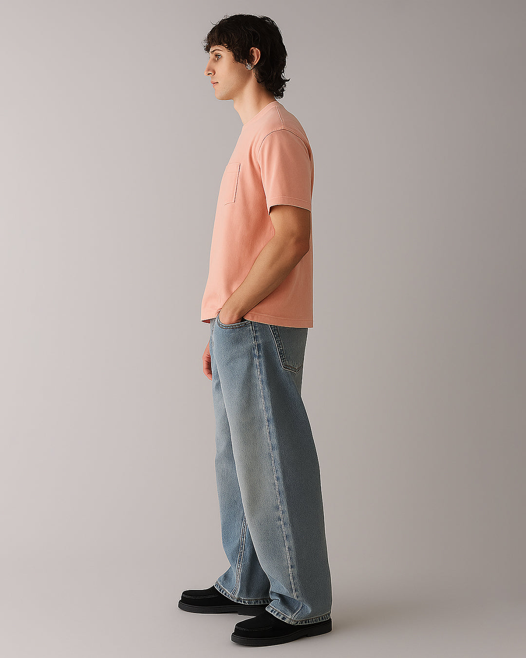 ARIZON Branded Men's Peach Vintage Pocket Tee MT-25