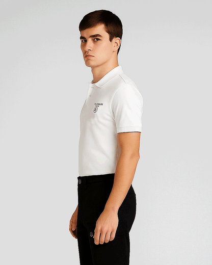 Balmen Pars Branded Polo T-shirt White Color Mpt-40