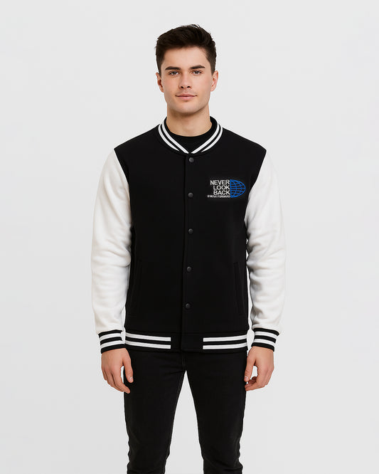 Men’s Black & White Baseball Jacket MWJ-01