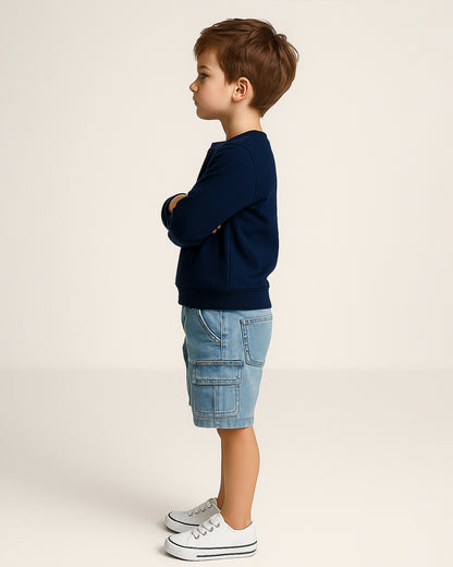 Cat Jack Branded Boy's Light Blue Cargo Denim Shorts BST-18