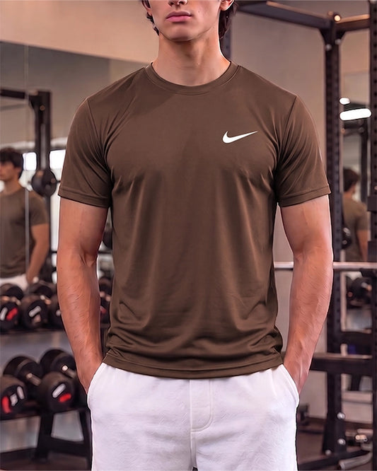 Nikk Branded Men's Essential Performance Athletic T-Shirt - Coffee Brown MDT-43