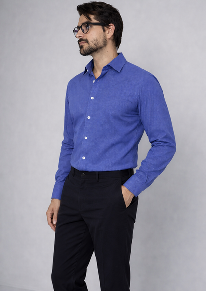 Calvy Klien Branded Mens Formal Shirt-Blue Micro-Dot MFS-46