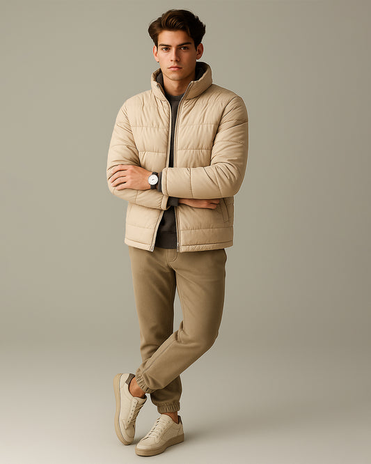 ZELIG Branded Men’s Premium Puffer Jacket – Beige MWJ-02