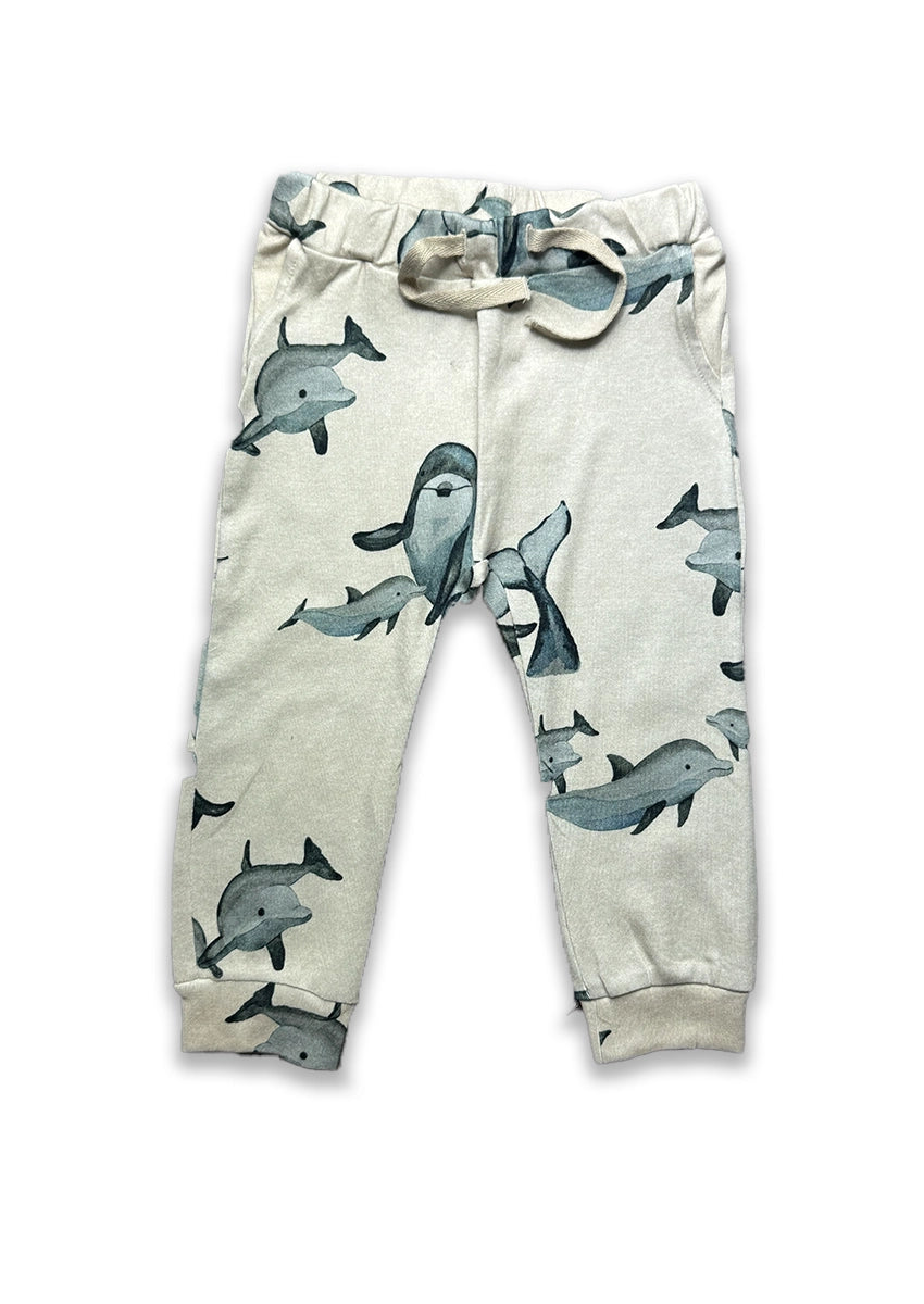 Branded Kids Trouser Beige color Dolphin printed stripes KUT-03