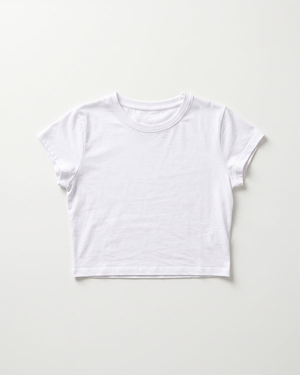 Alos Branded Women's Short Sleeve Athletic Crop Top - White WTT-23
