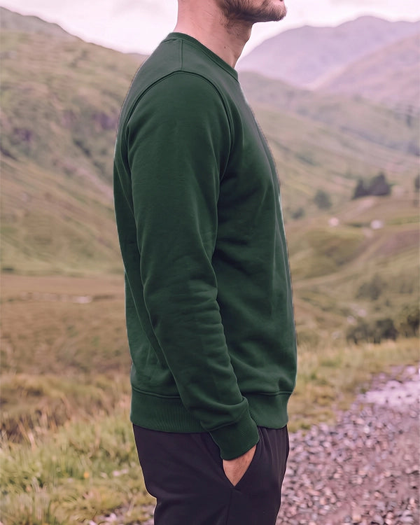 Tomie Hil Branded Mens Forest Green Classic Crewneck Sweatshirt Sp-29