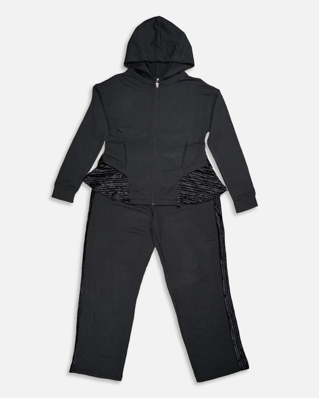 Caila Branded Women's Black Zip-Up Hoodie & Wide-Leg Trouser Co-ord Set WCS-01