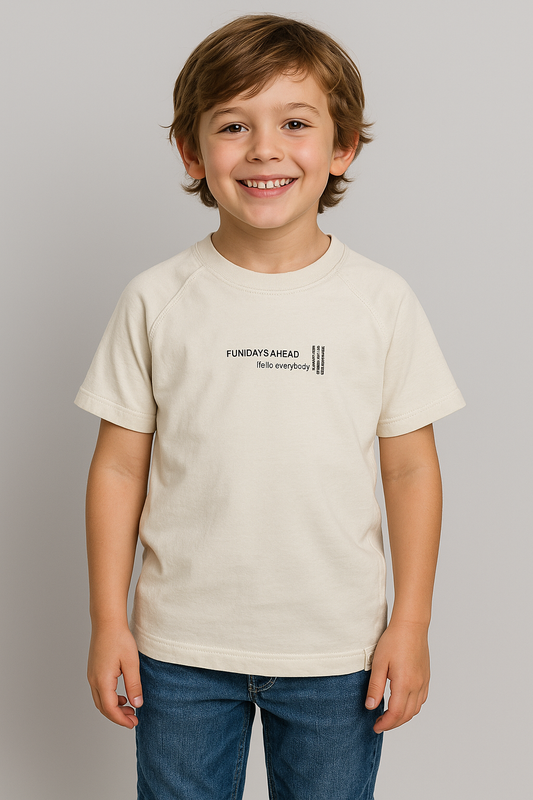 ZARRAA Branded  Boy's Off White Color T-shirt BTS-01